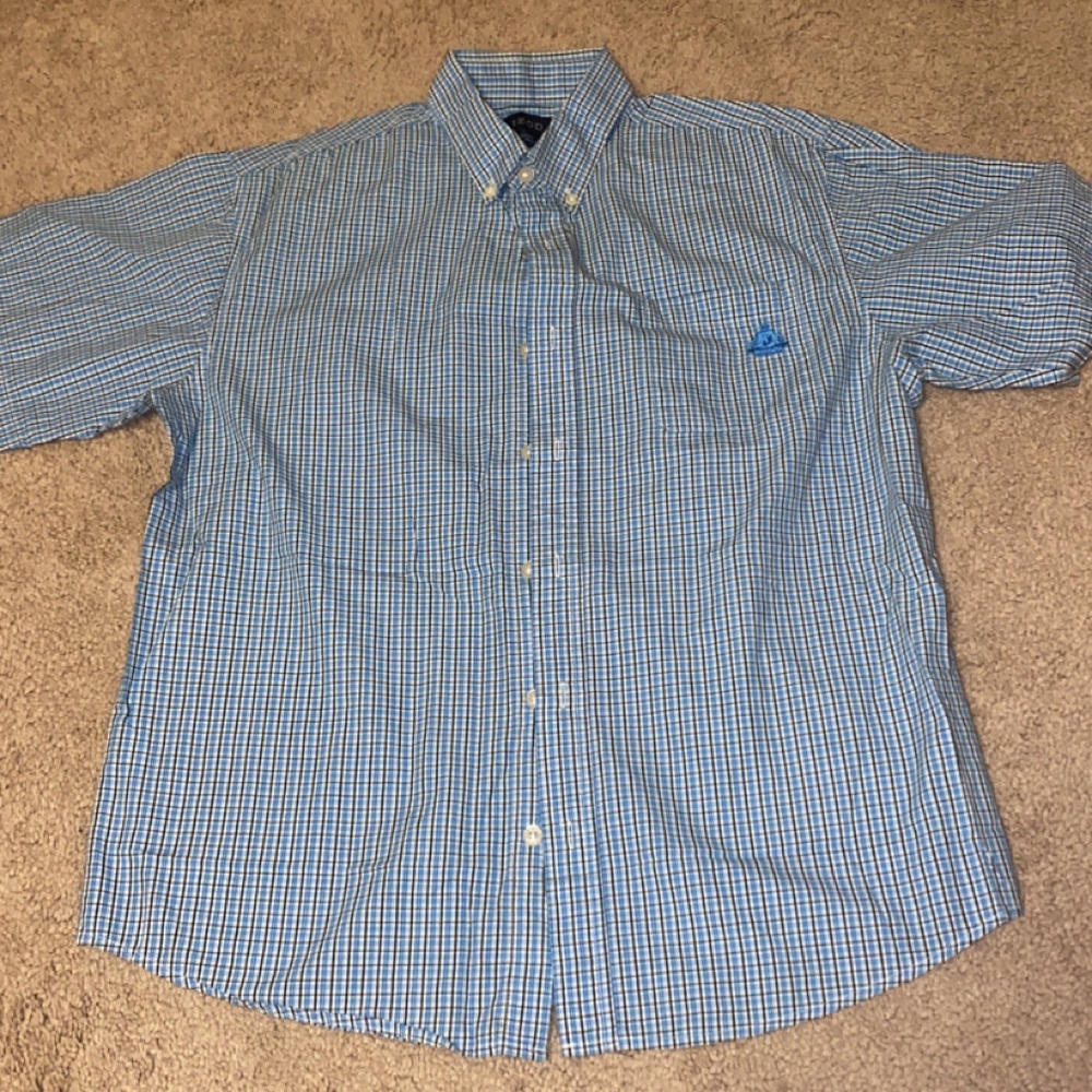 Izod Blue Button Down Shirt Lightweight Cotton